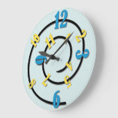 Whimsical Blue and Yellow Spiral Große Wanduhr (Winkel)