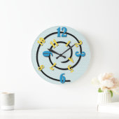 Whimsical Blue and Yellow Spiral Große Wanduhr (Zuhause)