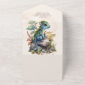 Whimsical Blue Aquamarin Dragon Baby Dusche All In One Einladung (Außenbereich)