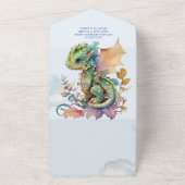 Whimsical Blue Aquamarin Dragon Baby Dusche All In One Einladung (Außenbereich)