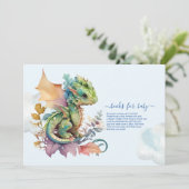 Whimsical Blue Aquamarin Dragon Baby Dusche Einladung (Stehend Vorderseite)