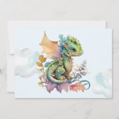 Whimsical Blue Aquamarin Dragon Baby Dusche Einladung (Rückseite)