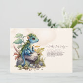 Whimsical Blue Aquamarin Dragon Baby Dusche Einladung (Stehend Vorderseite)