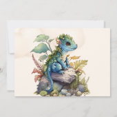 Whimsical Blue Aquamarin Dragon Baby Dusche Einladung (Rückseite)