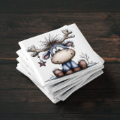 Whimsical Blue Baby Reindeer Christmas Magnet