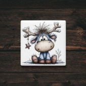 Whimsical Blue Baby Reindeer Christmas Magnet