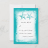 Whimsical Blue Beach Hochzeit RSVP Karten (Vorderseite)