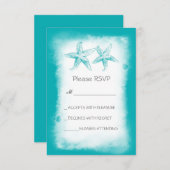 Whimsical Blue Beach Hochzeit RSVP Karten (Vorne/Hinten)