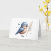 Whimsical Blue Bird All-Occasion Blank Gruß Karte (Gelbe Blume)