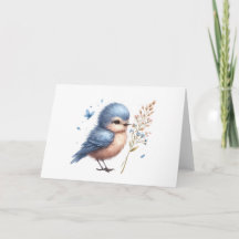 Whimsical Blue Bird All-Occasion Blank Gruß