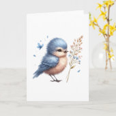 Whimsical Blue Bird All-Occasion Blank Gruß Karte (Gelbe Blume)