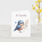 Whimsical Blue Bird Blume und Butterfly Beileid Karte (Gelbe Blume)