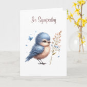 Whimsical Blue Bird Blume und Butterfly Beileid Karte (Gelbe Blume)