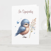 Whimsical Blue Bird Blume und Butterfly Beileid