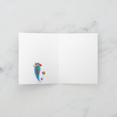Whimsical Blue Bird Illustration Grußkarte Karte (Innenseite)