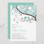 Whimsical Blue Birds Baby Dusche Einladung (Vorne/Hinten)