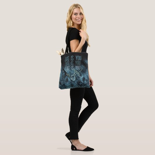 Whimsical Blue Black Rose Text Tasche (Am Model)