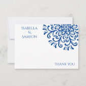 Whimsical Blue Blüh Danke Karte (Vorderseite)