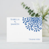 Whimsical Blue Blüh Danke Karte (Stehend Vorderseite)