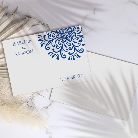 Whimsical Blue Blüh Danke Karte