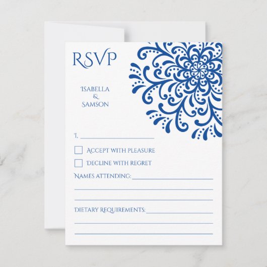 Whimsical Blue Blüh RSVP Card (Vorderseite)