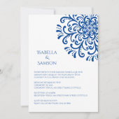 Whimsical Blue Blüh Wedding Einladung (Vorderseite)