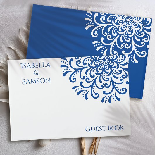 Whimsical Blue Blüh Wedding Gästebuch