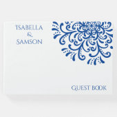 Whimsical Blue Blüh Wedding Gästebuch (Vorderseite)