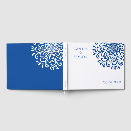 Whimsical Blue Blüh Wedding Gästebuch (Voll)