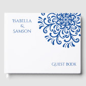 Whimsical Blue Blüh Wedding Gästebuch (Vorderseite)