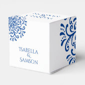 Whimsical Blue Blüh Wedding Geschenkschachtel (Rückseite)