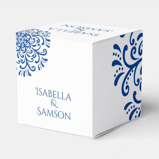 Whimsical Blue Blüh Wedding Geschenkschachtel (Rückseite)