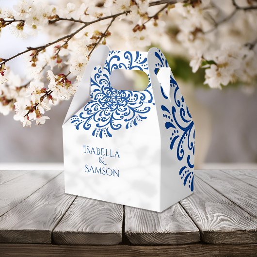 Whimsical Blue Blüh Wedding Geschenkschachtel