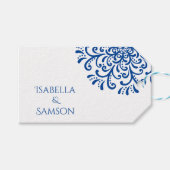 Whimsical Blue Blühe Gastgeschenk Hochzeit Geschenkanhänger (Vorderseite (Horizontal))
