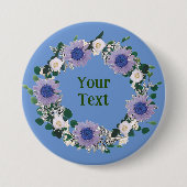 Whimsical Blue Blume Wreath Lapel Ornament Button (Vorderseite)