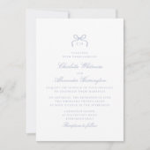 Whimsical Blue Bow Wedding Invitation Einladung (Vorderseite)