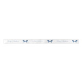 Whimsical Blue Bows Frohe Weihnachts-Individuelle Satinband (Vorderseite)