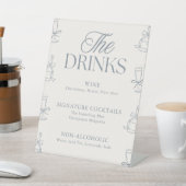 Whimsical Blue Bridal Shower Drink Bar Menu Sockelschild (In SItu)