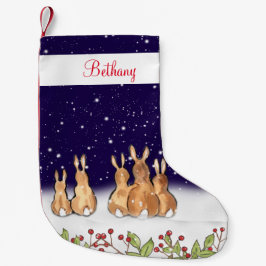 Whimsical Blue Bunny Rabbit Personalisierte Weihna Kleiner Weihnachtsstrumpf