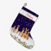 Whimsical Blue Bunny Rabbit Personalisierte Weihna Kleiner Weihnachtsstrumpf (Vorderansicht (hängend))