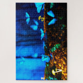 Whimsical Blue Butterfets Mushroom Forest Puzzle (Vertikal)