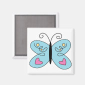 Whimsical Blue Butterfly mit Herz Wings Magnet (Vorderseite/Rückseite)