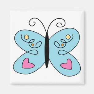 Whimsical Blue Butterfly mit Herz Wings Magnet