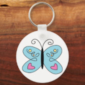 Whimsical Blue Butterfly mit Herz Wings Schlüsselanhänger (Vorderseite)