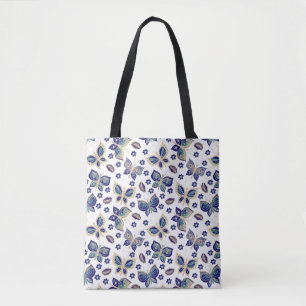 Whimsical Blue Butterfly Nahtloses Muster Tasche