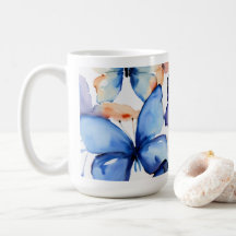 "Whimsical Blue Butterfly Tasse"