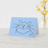 Whimsical Blue Cat Birthday Card Karte (Gelbe Blume)