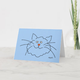 Whimsical Blue Cat Birthday Card Karte