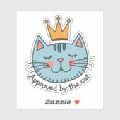 Whimsical Blue Cat mit gelber Krone nach Maß Aufkleber (Blatt)