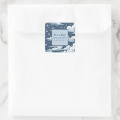 Whimsical Blue Celestial Custom Baby Shower Quadratischer Aufkleber (Tasche)